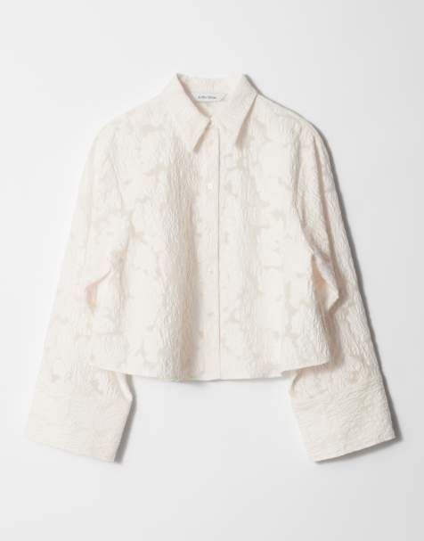& Other Stories co-ord  sheer lace jacquard shirt in white