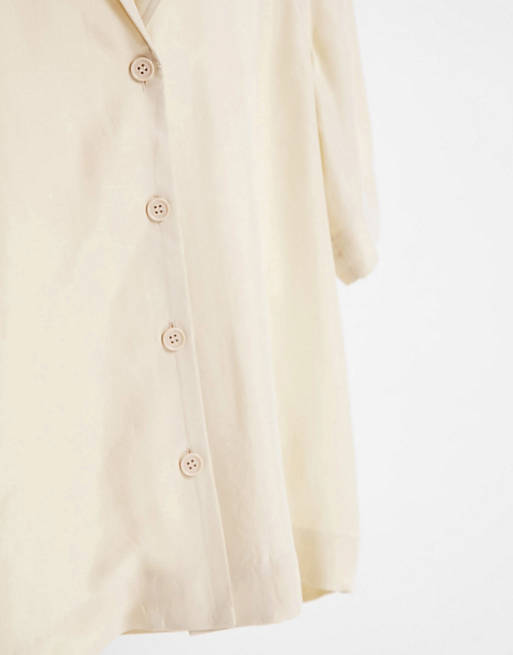 Co-ords & Other Stories co-ord super soft short cupro sleeve shirt in beige 