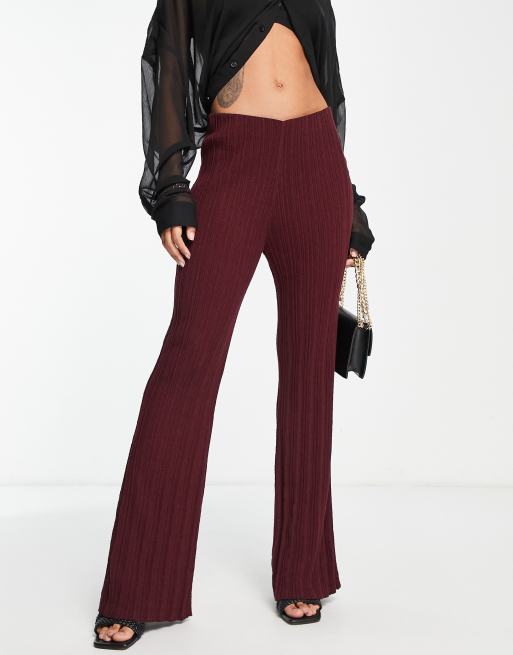 Metallic Red Crushed Velvet Flare Leggings Customizable High