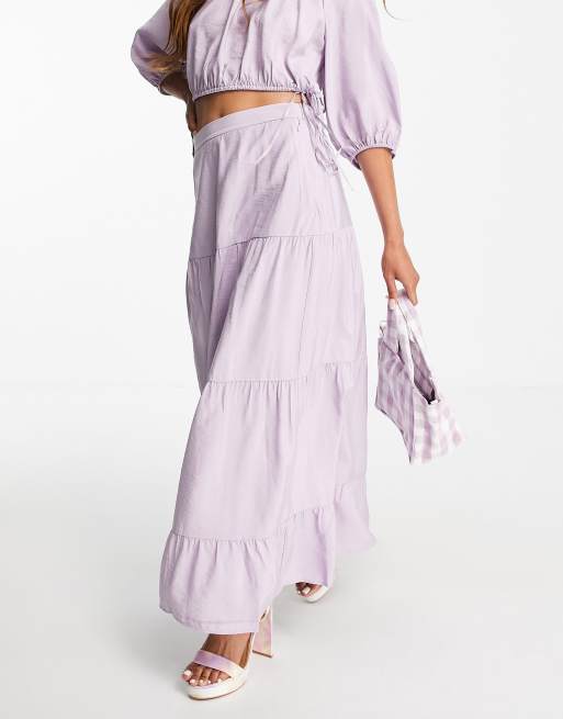 & Other Stories co-ord tiered midi skirt in lilac - PURPLE, 2 of 4