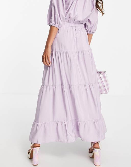 & Other Stories co-ord tiered midi skirt in lilac - PURPLE, 3 of 4