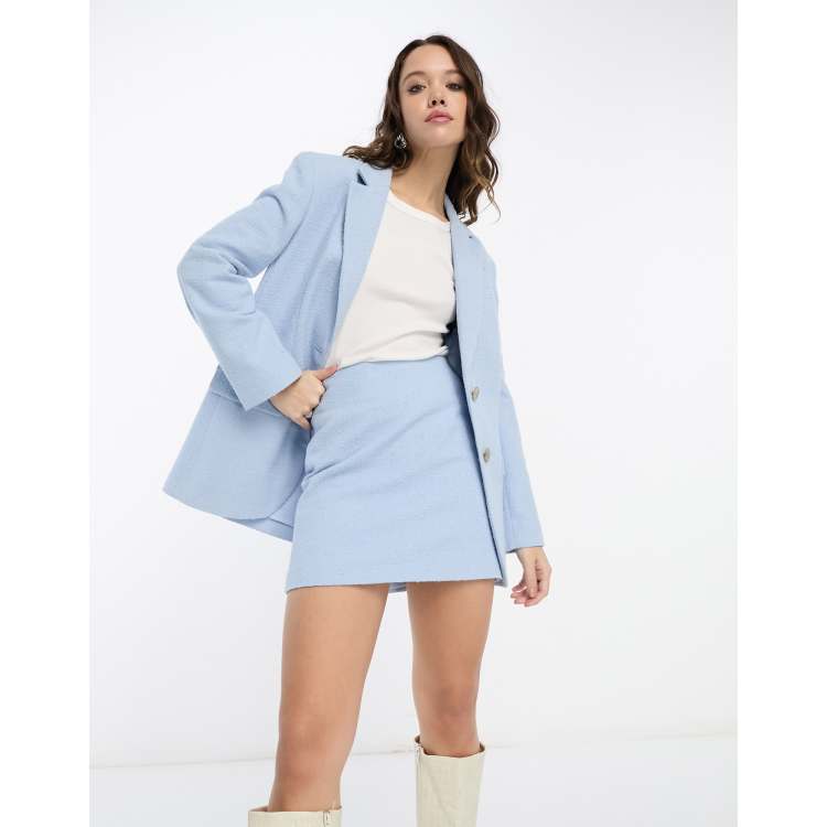 Baby blue tweed blazer new arrivals