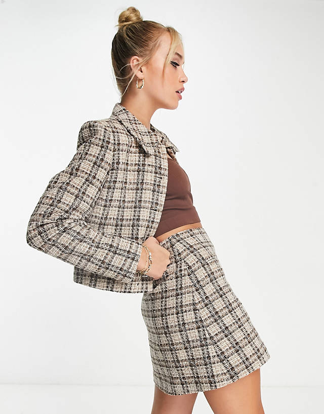 & Other Stories - co-ord tweed mini skirt in check print