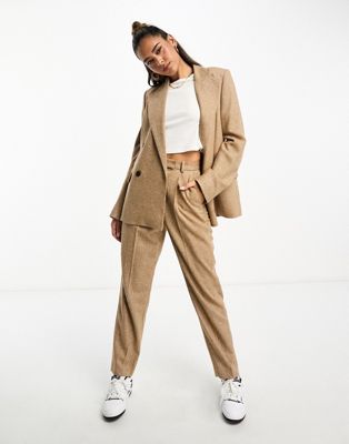 & Other Stories co-ord tweed tapered trousers in beige melange