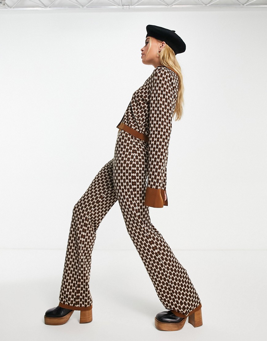 & Other Stories co-ord wool blend knitted trousers in brown jacquard