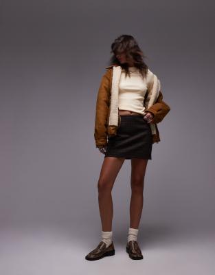 & Other Stories & Other Stories co-ord wool blend low rise mini skirt in brown check