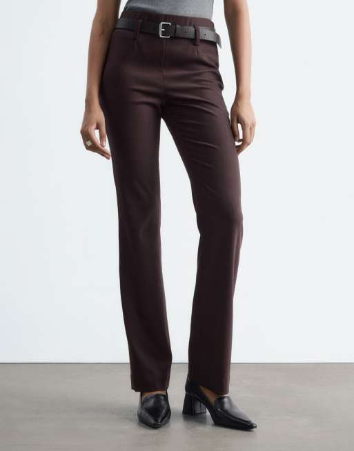 & Other Stories co-ord  wool blend slim leg trouser in chocolate brown , 2 of 4