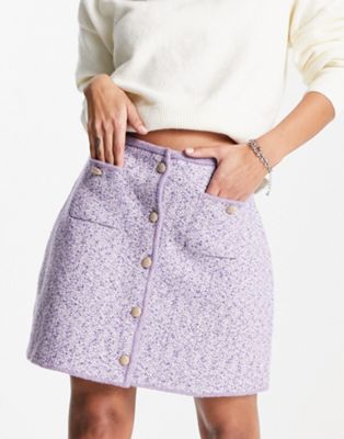 & Other Stories co-ord wool mini skirt with gold buttons in lilac