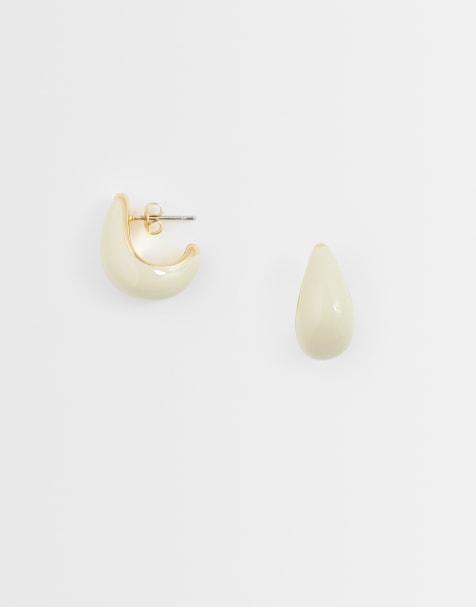 & Other Stories coated teardrop stud earrings in off white - view 1