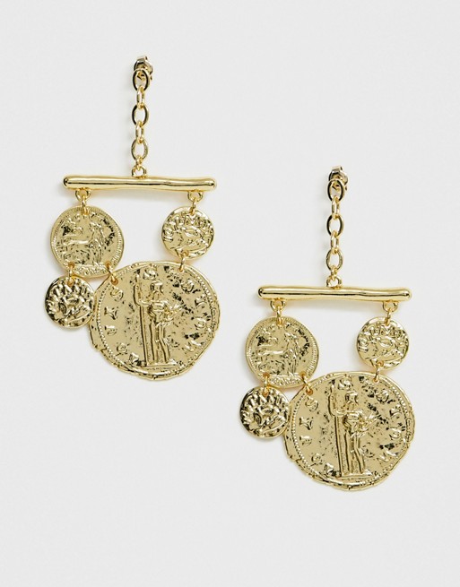 & Other Stories coin drop earrings in gold