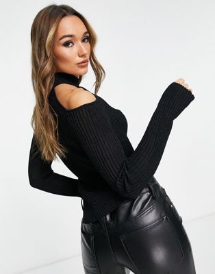 Other Stories &  Cold Shoulder Knitted Top In Black Glitter