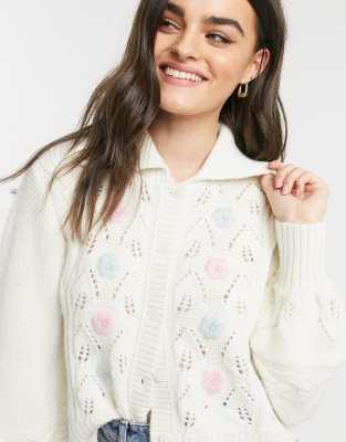 white floral cardigan