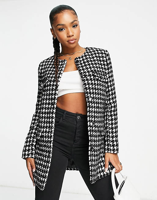 asos.com | & Other Stories collarless dogtooth jacket in black and white