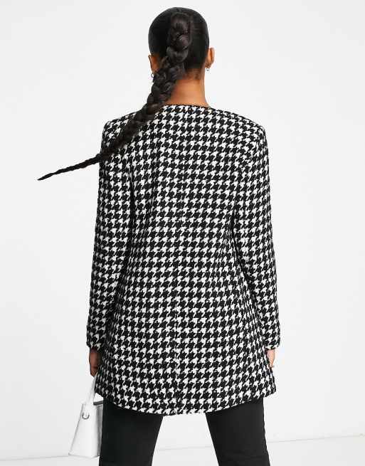 Black and white dogtooth hot sale coat