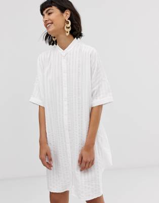 collarless shirt dress