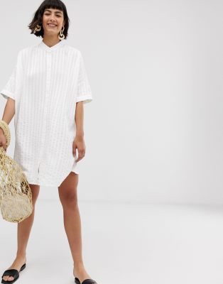 collarless shirt dress