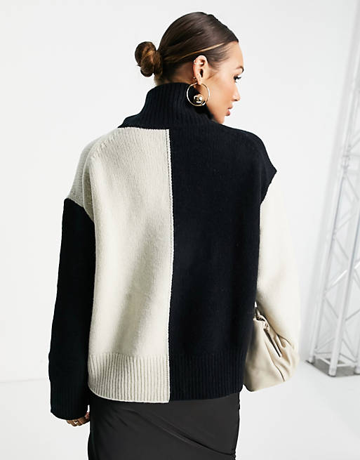  Other Stories color block sweater in black and white
