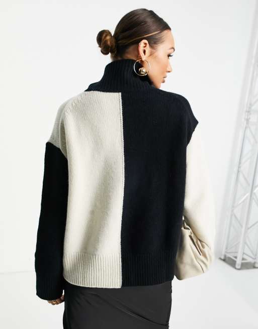  Other Stories color block sweater in black and white