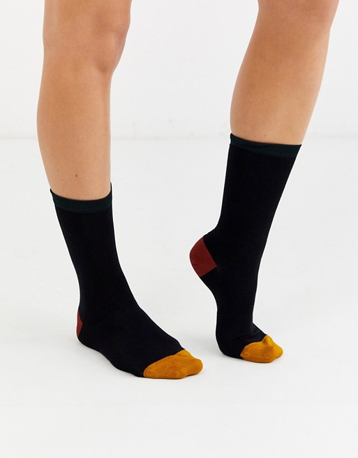 & Other Stories colour block socks in black