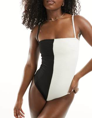 & Other Stories & Other Stories colourblock swimsuit in black and white