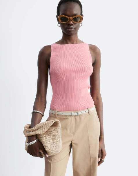 & Other Stories - Compact gebreide top met boothals in roze - view 1