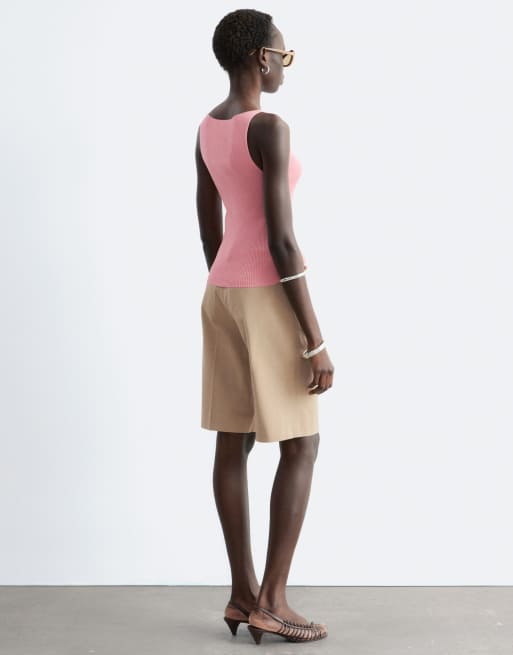 & Other Stories compact knit boat neck top in pink, 3 of 4
