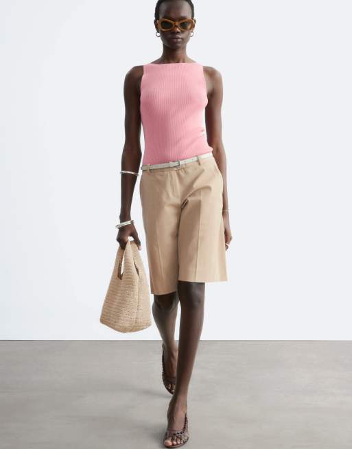 & Other Stories compact knit boat neck top in pink, 4 of 4