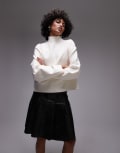 [Other Stories] & Other Stories compact knit high neck sweater with sculpted sleeves in off white XS Off white