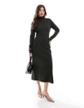 [Other Stories] & Other Stories compact knit midaxi dress with high neck in dark green M Dark green