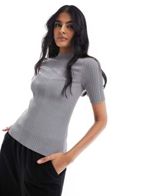 & Other Stories contoured rib knit fitted top with in grey | ASOS