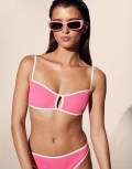 [Other Stories] & Other Stories contrast bandeau bikini top in pink rib 40 PINK