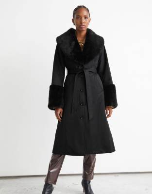 black coat with fur