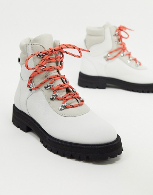 & Other Stories contrast sole lace up hiking boots in white