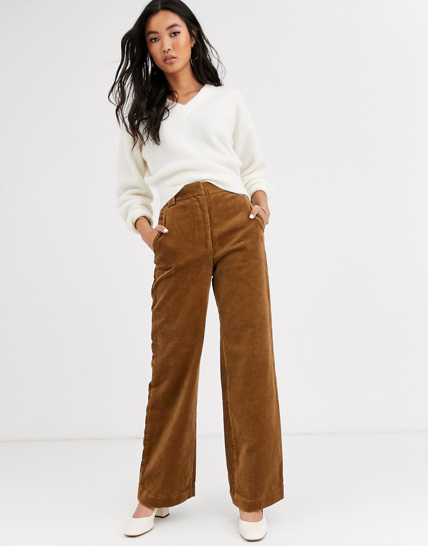 & Other Stories cord flared trousers in camel-Brown