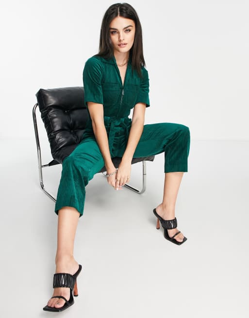 Other Stories Cord Jumpsuit in Dunkelgrun mit Gurtel