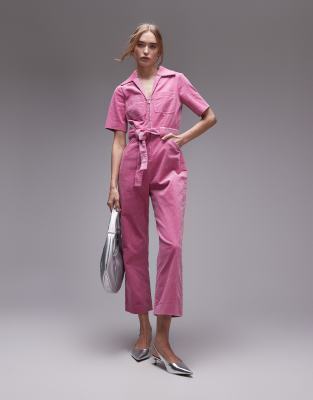 & Other Stories - Cord-Jumpsuit in Hellrosa mit Bindegürtel