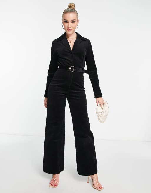 & Other Stories cord wide leg jumpsuit in black | ASOS