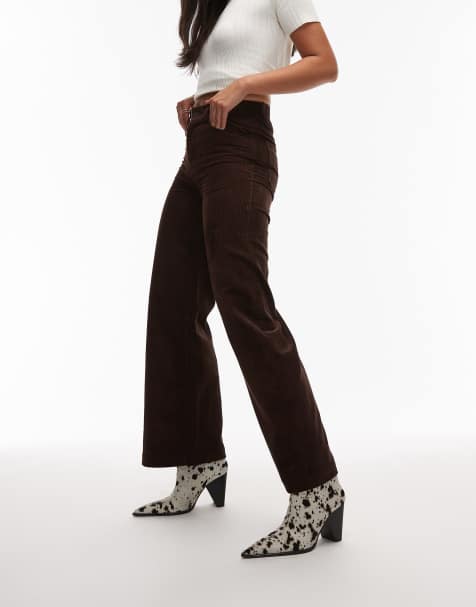 & Other Stories cord wide leg pants with 5-pocket detail in brown - view 1