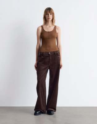 & Other Stories & Other Stories cord wide leg trousers with 5-pocket detail in brown