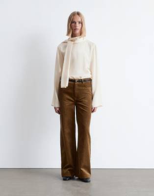 & Other Stories & Other Stories cord wide leg trousers with 5-pocket detail in mocha brown