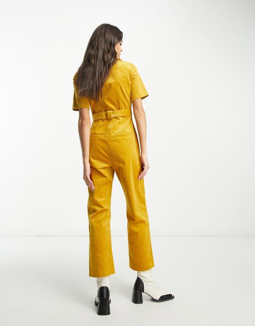 Yellow best sale jean jumpsuit