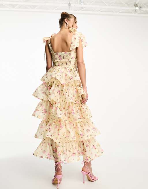 Tiered floral 2025 maxi dress