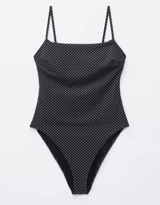 & Other Stories - Costume da bagno con scollo squadrato nero a pois, 3 di 4