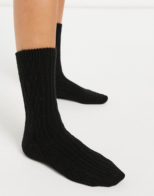 & Other Stories cosy cable knit socks in black