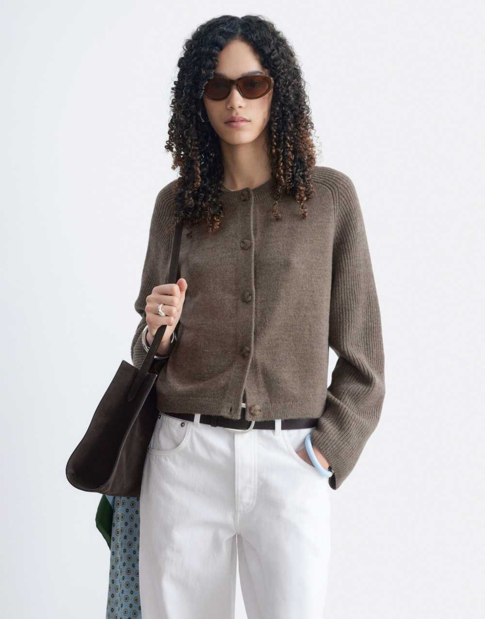 & Other Stories cotton and wool blend cardigan in beige