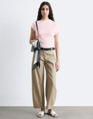 & Other Stories Cotton Barrel Leg Pants In Brown