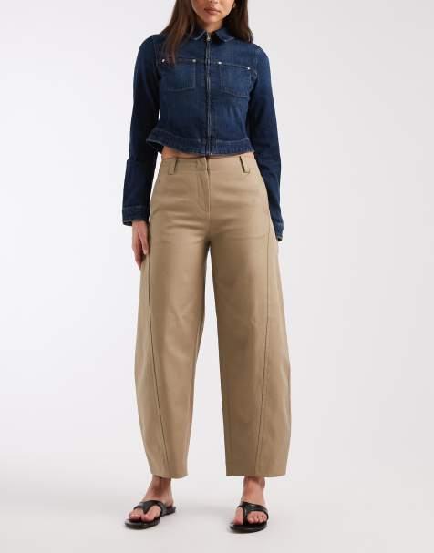 & Other Stories cotton barrel leg pants in mushroom - view 1