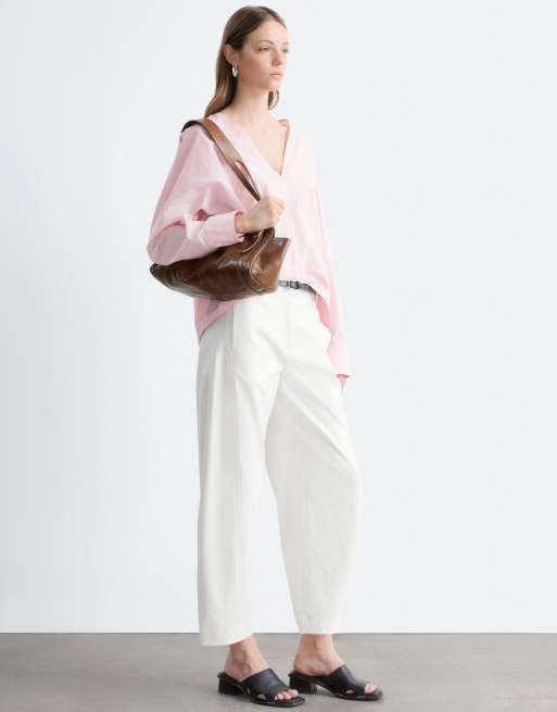 & Other Stories cotton barrel leg pants in white, 2 of 4