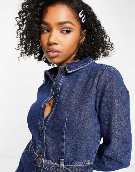  Other Stories denim mini shirt dress in dark blue