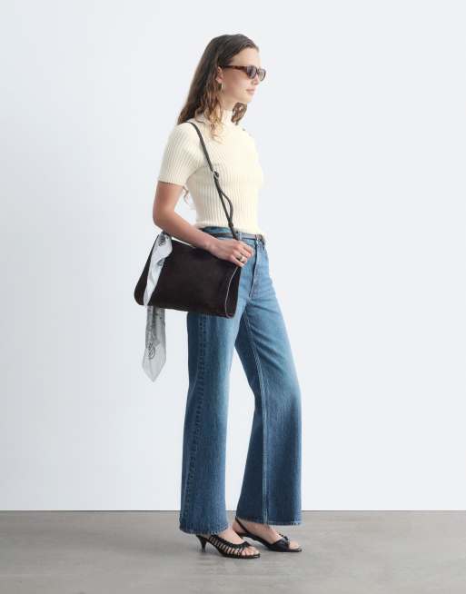 & Other Stories cotton blend short sleeve knitted top with shoulder button detail in off white, 3 of 5